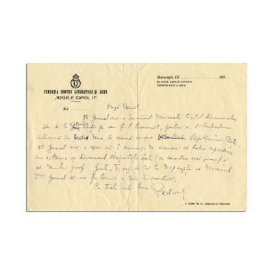Păstorel Teodoreanu, scrisoare pentru Camil Petrescu, cca. 1930