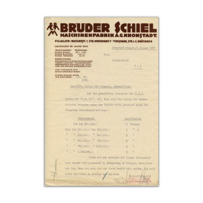Societatea Bruder Schiel, factură, 31 ianuarie 1929