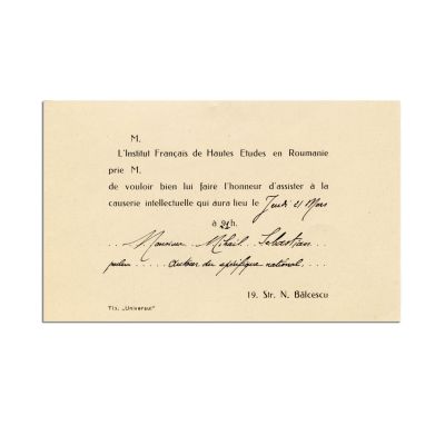 Camil Petrescu, invitație din partea Institutului Francez de Înalte Studii din România, 21 martie 1935
