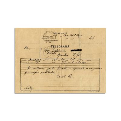 Regele Carol al II-lea, telegramă către Ion Postelnicu, 1938
