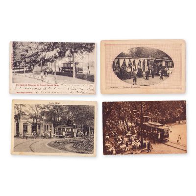 Tramvaiul de la Lacul Sărat, 4 fotografii tip carte poștală, 1908-1933