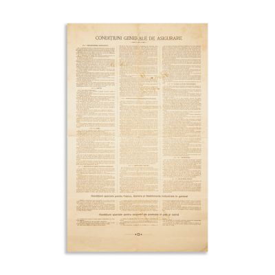 Societatea de Asigurări și Reasigurări „Urania”, poliță de asigurare, 1920