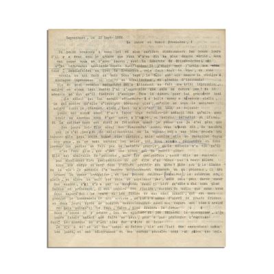 Regina Elisabeta, scrisoare dactilografiată, 1900, cu însemnare olografă