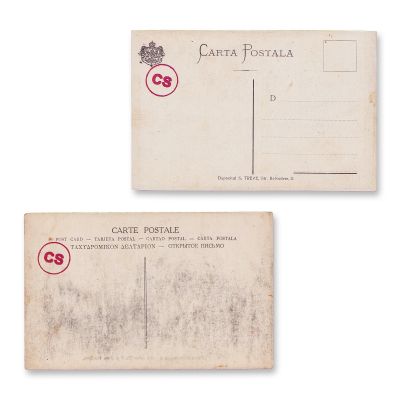Crucea Roșie Română + Femeile franceze fabricând muniție pentru tranșee, două cărți poștale de propagandă