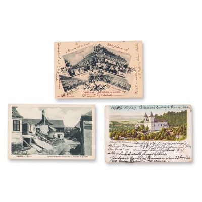 Cisnădie, Arad și Alba Iulia, trei fotografii tip carte poștală, 1901-1928