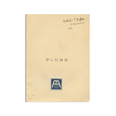 G. Bacovia, Plumb, 1916, ediție princéps, cu dedicație către Tudor Arghezi - Piesă extrem de rară