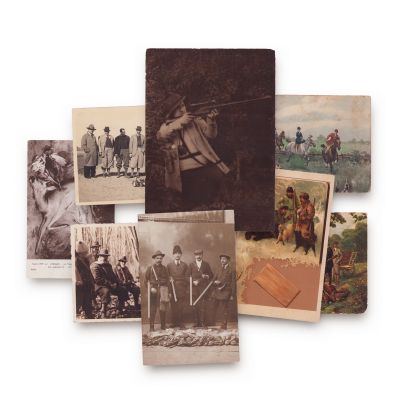 Colecție de 8 cărți poștale fotografice și ilustrate cu tematica vânătorii 