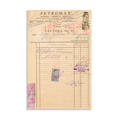 Petromax și Drogheria Schmiedt & Fontin, două facturi, 1931 - 1942