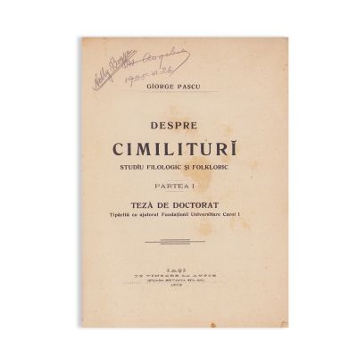 Dr. Giorge Pascu, Despre cimiliturile românești, 1922 + Cimiliturile românești, 1911