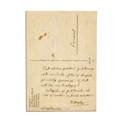 Tudor Arghezi, carte poștală de la Geneva, 28 septembrie