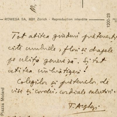 Tudor Arghezi, carte poștală de la Geneva, 28 septembrie