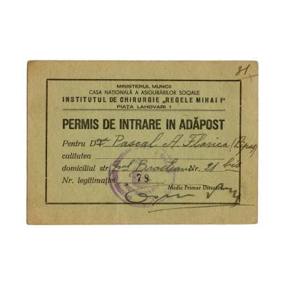 Permis de intrare în adăpostul antiaerian, 1944