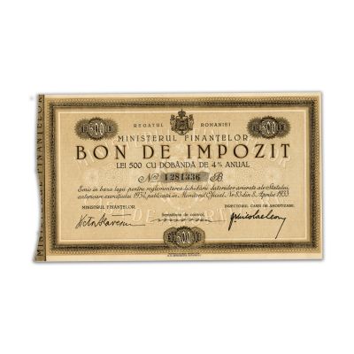 Bon de impozit în valoare de 500 lei, 1933