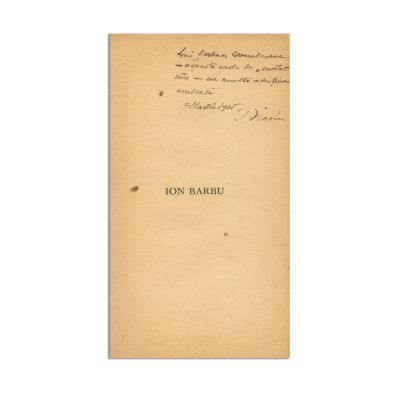 Tudor Vianu, Ion Barbu, 1935, cu dedicație pentru Șerban Cioculescu