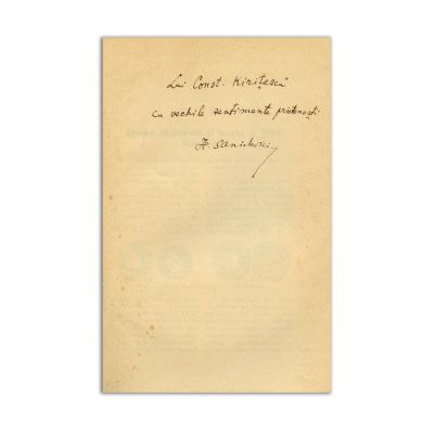 H. Sanielevici, Stema Moldovei și aceia a Țării Românești, cu dedicație pentru C. Kirițescu