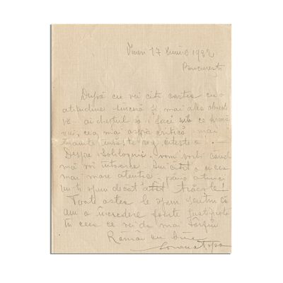 Sorana Țopa, scrisoare pentru Mircea Eliade, 17 iunie 1932