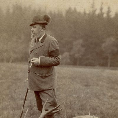 Alfred, Duce de Saxa-Coburg și Gotha la vânătoare, fotografie de mari dimensiuni