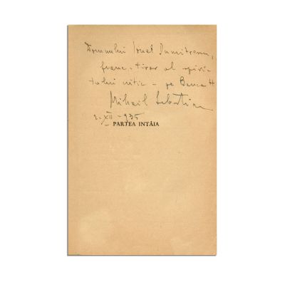 Mihail Sebastian, Orașul cu Salcâmi, 1935, cu dedicație pentru Ionel Dumitrescu