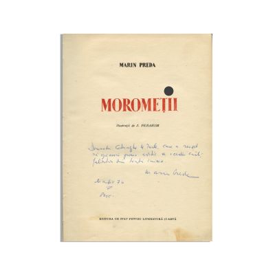 Marin Preda, Moromeții, 1967, cu dedicație olografă, două volume