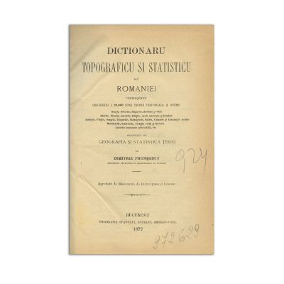 Dimitrie Frundescu, Dicționarul topografic și statistic al României, 1872