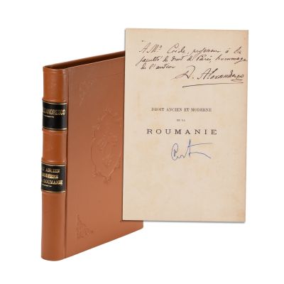 Demetre Alexandresco, Droit ancien et modern de la Roumanie, 1898, cu dedicație olografă