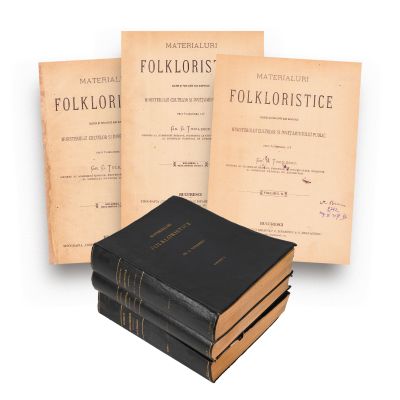 Gr. G. Tocilescu, Materiale folkloristice, 1900, trei volume, cu semnătura lui M. Beniuc