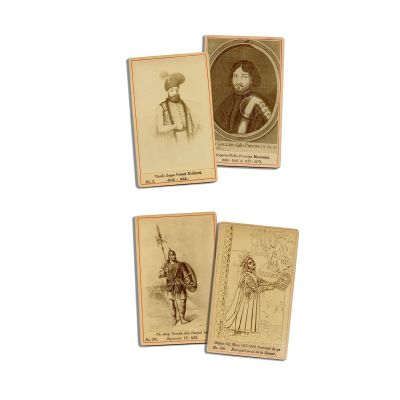 Ștefan cel Mare, Grigore I Ghica, Vasile Lupu și un ostaș, patru fotografii tip carte-de-visite