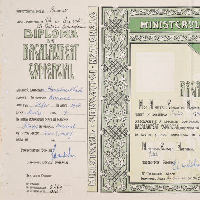 Paula Porumbescu, Diplomă de Bacalaureat Comercial, 1946