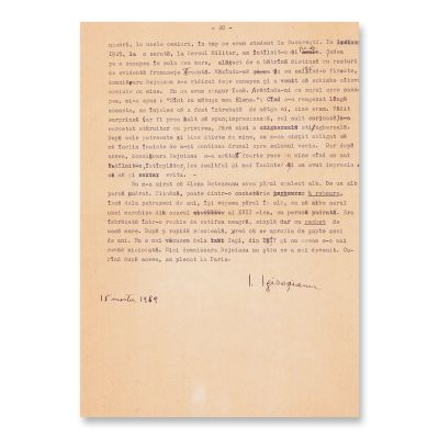 Iosif Igiroșianu, dactilograma genealogiei familiei Coandă, 1989