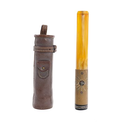 Port-țigaret din corn cu tughra otomană + etui Hermès