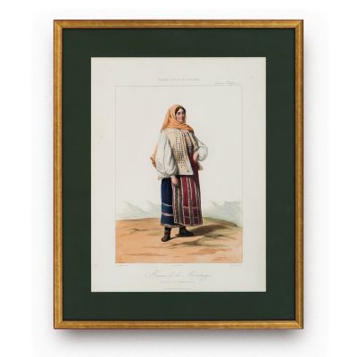 Femeie de la munte - Câmpulung, litografie colorată manual, gravor Michel Bouquet