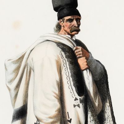 Păstor nomad, litografie colorată manual, gravor Michel Bouquet