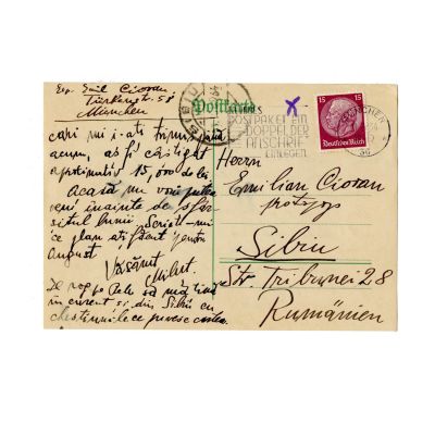 Emil Cioran, carte poștală trimisă părinților săi, 29 iunie 1934