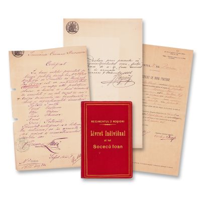 Ioan I. V. Socec, declarație + 2 certificate + livrat militar în cadrul Regimentului 2 Roșiori 