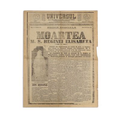 Publicația „Universul”, 19 februarie 1916, Ediție specială dedicată decesului reginei Elisabeta