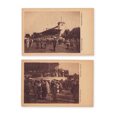 Vederi din București - Hipodromul Băneasa, două cărți poștale fotografice