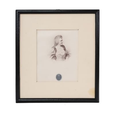 Regina Elisabeta, heliogravură a portretului și sigiliul acesteia