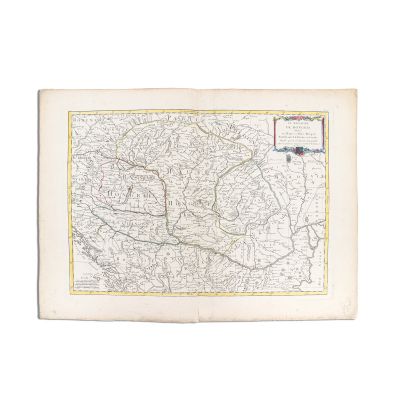 Harta Regatului Ungariei, gravură pe cupru, colorată manual, cca. 1760-1770