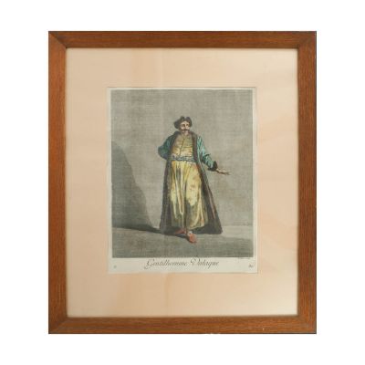 Jean Baptiste Vanmour, Gentilhomme Valaque, gravură în cupru colorată manual, 1714