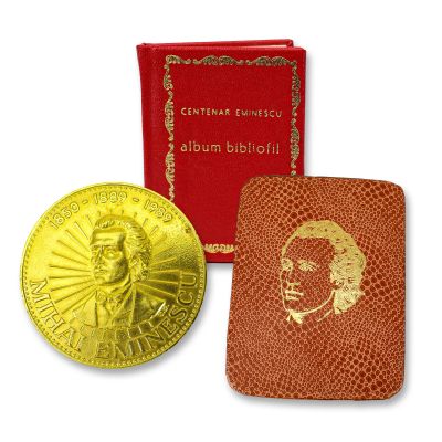 Centenarul lui Eminescu, album bibliofil + medalie, 1989