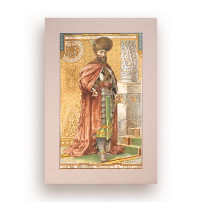 Costin Petrescu, cromolitografie ce îl înfățișează pe Mihai Viteazul 