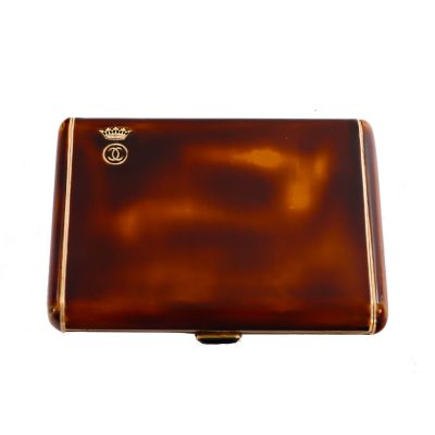 Pudrieră Cartier din baga, aur și argint cu monograma regelui Carol al II-lea - Piesă unicat