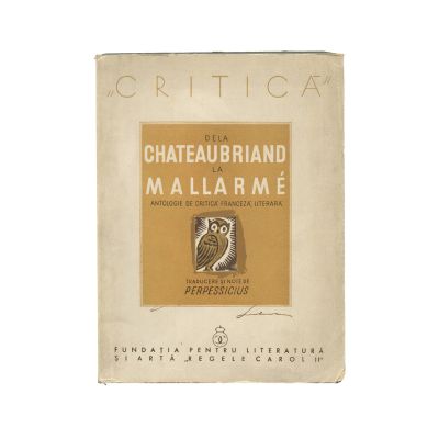 Dumitru S. Panaitescu-Perpessicius, De la Chateaubriand la Mallarmé, 1938, cu dedicație către Octav Șuluțiu