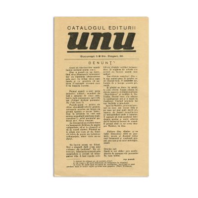 Catalogul Editurii „UNU” din decembrie 1932
