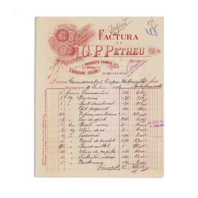 „Bazarul Furnica” și Societatea G. P. Petheu, două facturi, 1906