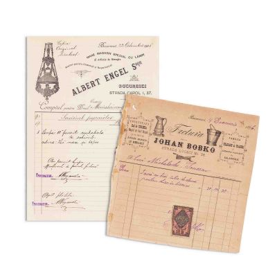 Magazinul de lămpi „Albert Engel” + Societatea Johan Bobko, două facturi, 1896-1906