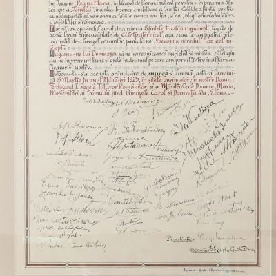 Dr. N. Minovici, Hrisov de întemeiere, Societatea Culturală „Vrancea”, cu semnături olografe, 1925