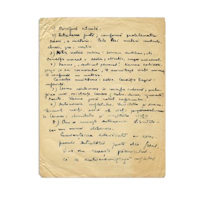 Mircea Eliade, Despre mitul lui Parsifal, două file manuscris 