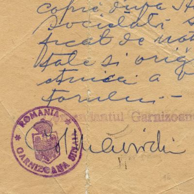 George Enescu, corespondență din partea Garnizoanei Sinaia, 1944