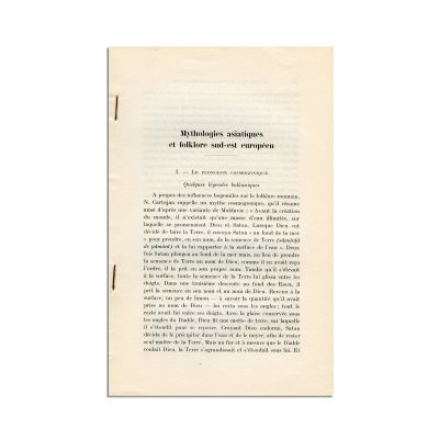 Mircea Eliade, Mythologies asiatiques et folklore sud-est européen, 1961, cu dedicație și o însemnare a autorului